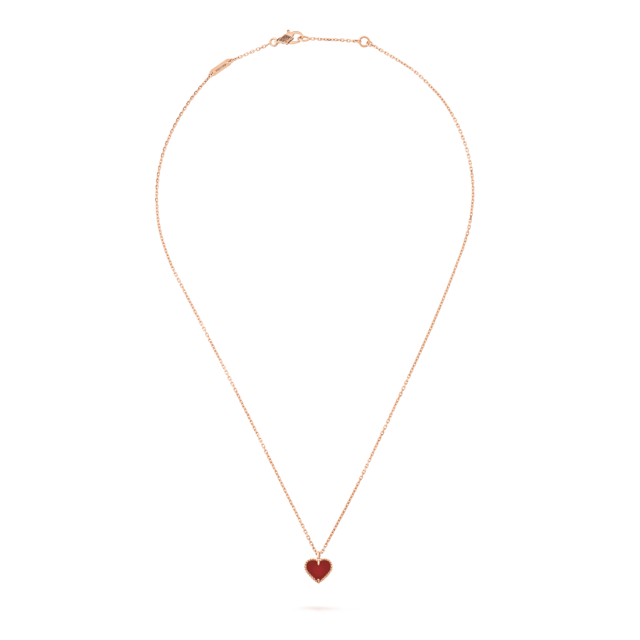 [Perla Lux]SWEET CLOVER CARNELIAN HEART NECKLACE