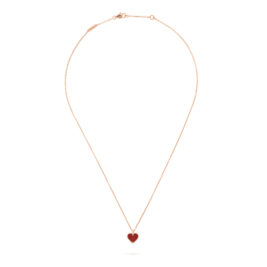 [Perla Lux]SWEET CLOVER CARNELIAN HEART NECKLACE