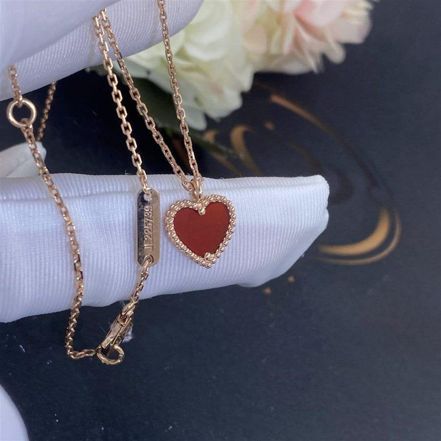 [Perla Lux]SWEET CLOVER CARNELIAN HEART NECKLACE