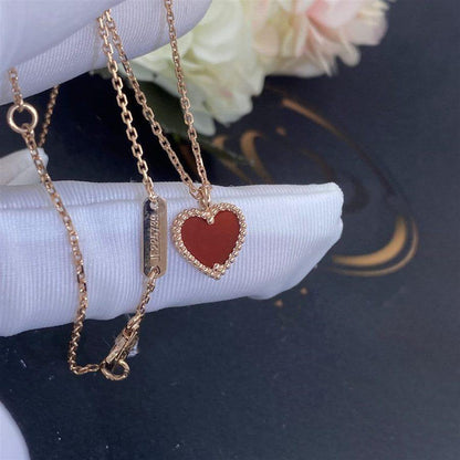 [Perla Lux]SWEET CLOVER CARNELIAN HEART NECKLACE