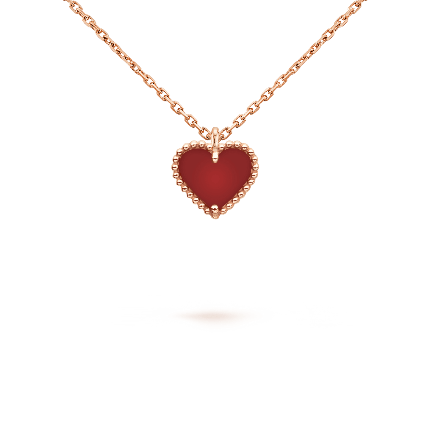 [Perla Lux]SWEET CLOVER CARNELIAN HEART NECKLACE