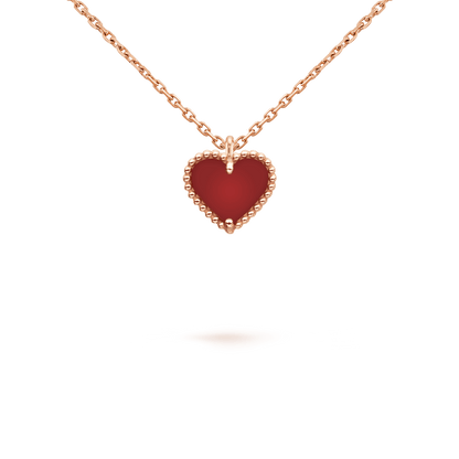 [Perla Lux]SWEET CLOVER CARNELIAN HEART NECKLACE