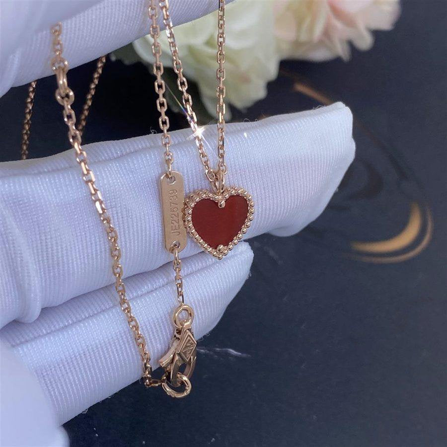 [Perla Lux]SWEET CLOVER CARNELIAN HEART NECKLACE
