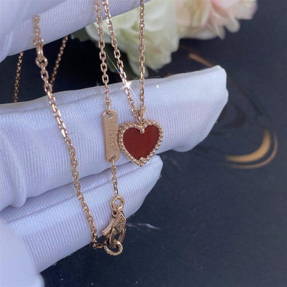 [Perla Lux]SWEET CLOVER CARNELIAN HEART NECKLACE