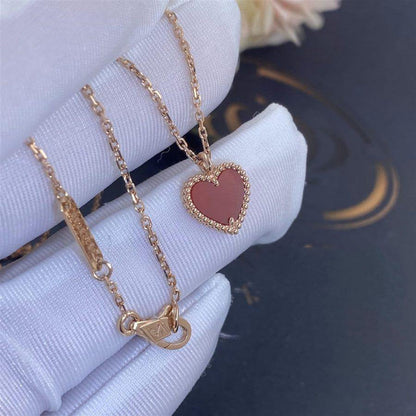 [Perla Lux]SWEET CLOVER CARNELIAN HEART NECKLACE