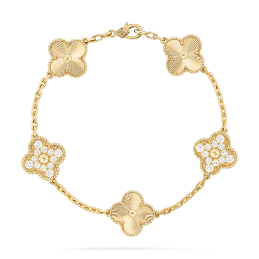 [Perla Lux]CLOVER BRACELET 5 MOTIFS GOLD DIAMOND