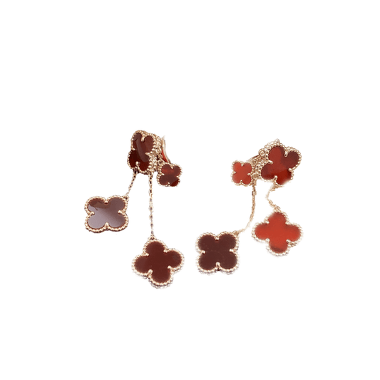 [Perla Lux]CLOVER EARRINGS CARNELIAN 4 MOTIFS PINK GOLD