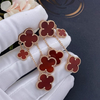 [Perla Lux]CLOVER EARRINGS CARNELIAN 4 MOTIFS PINK GOLD