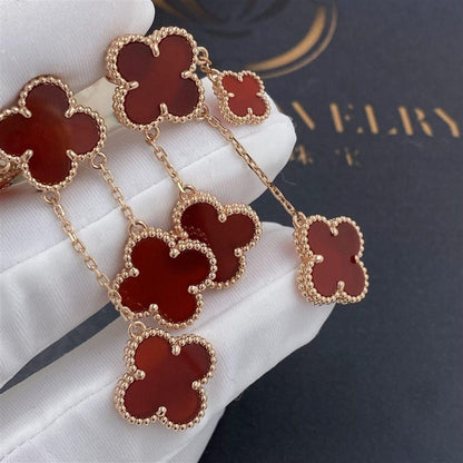 [Perla Lux]CLOVER EARRINGS CARNELIAN 4 MOTIFS PINK GOLD