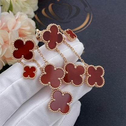 [Perla Lux]CLOVER EARRINGS CARNELIAN 4 MOTIFS PINK GOLD