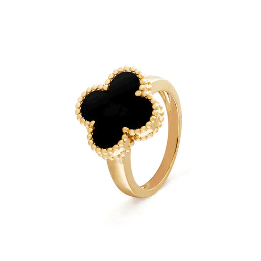 [Perla Lux]CLOVER ONYX RING