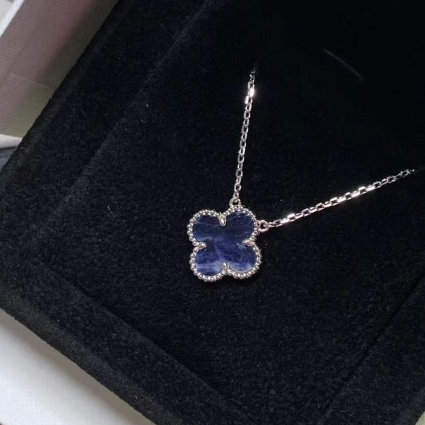 [Perla Lux]CLOVER 15MM PIETERSITE NECKLACE SILVER