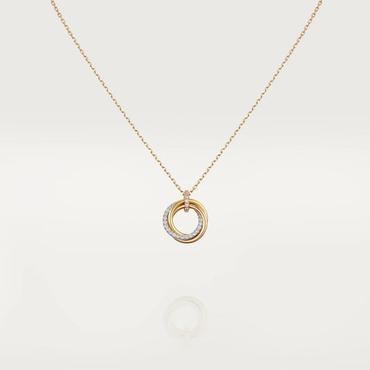 [Perla Lux]TRINITY NECKLACE SILVER GOLD PINK GOLD DIAMONDS