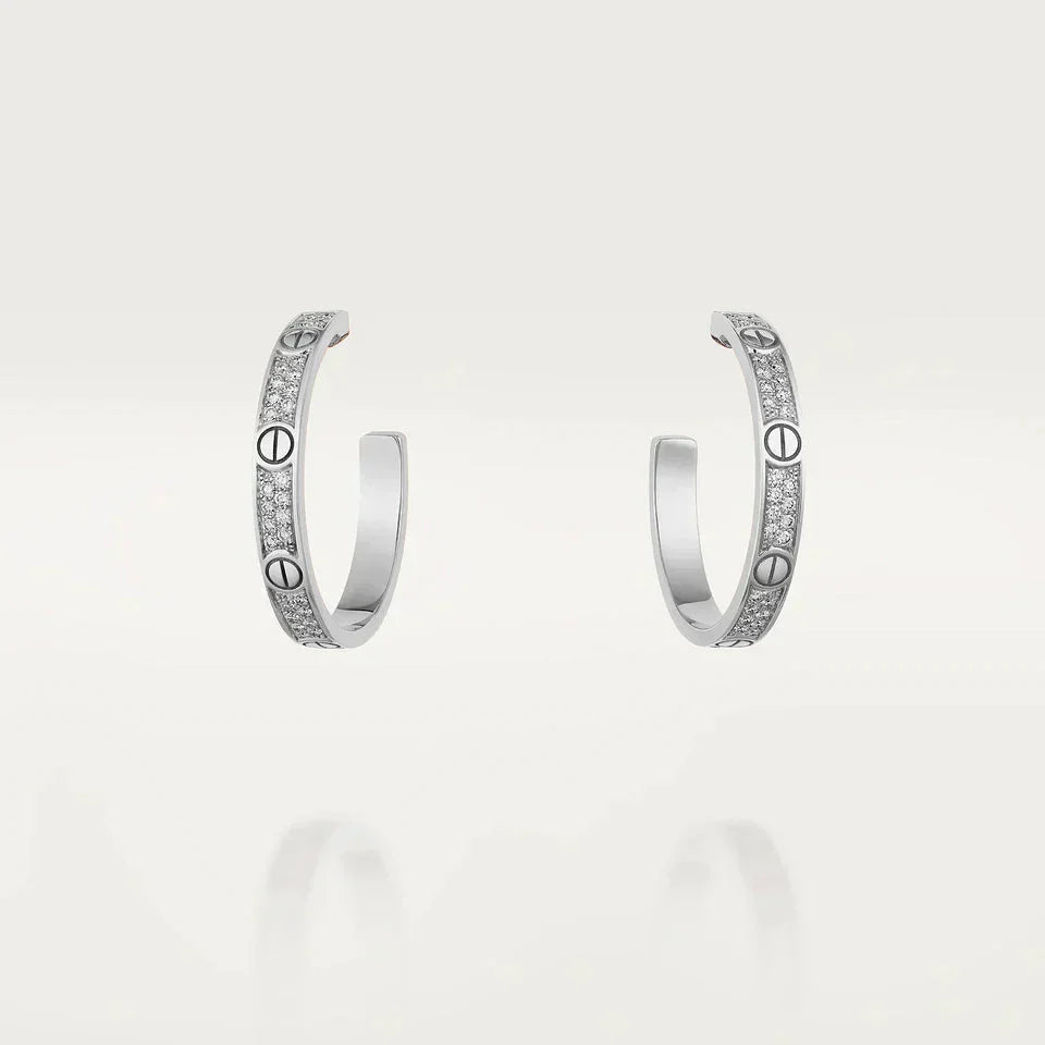 [Perla Lux]LOVE DIAMOND SILVER HOOP EARRINGS