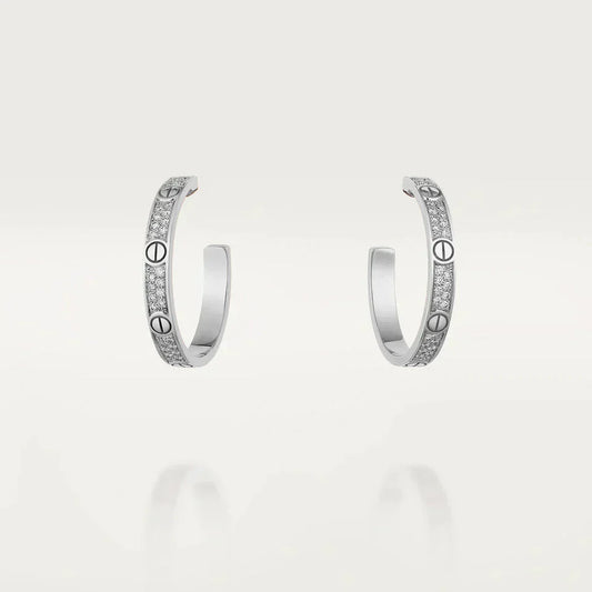 [Perla Lux]LOVE DIAMOND SILVER HOOP EARRINGS