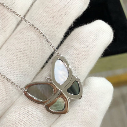 [Perla Lux]LARGE BUTTERFLY SILVER PENDANT DIAMOND NECKLACE