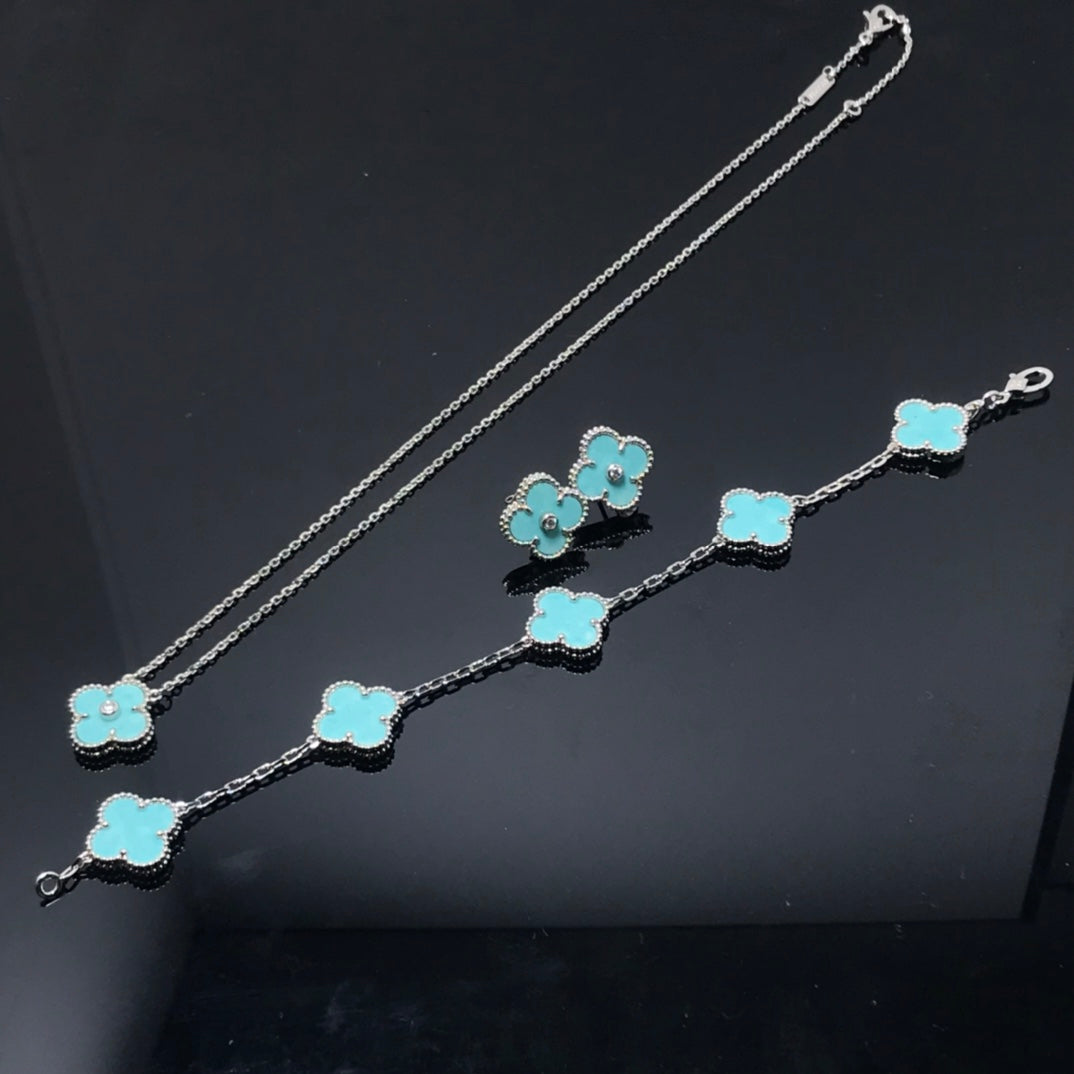 [Perla Lux]CLOVER 1 DIAMOND BLUE SKY SILVER EARRINGS
