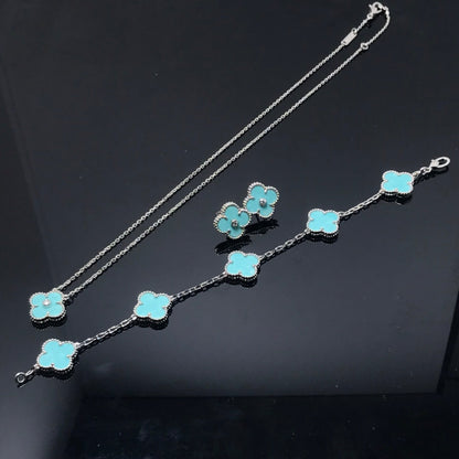 [Perla Lux]CLOVER 1 DIAMOND BLUE SKY SILVER EARRINGS