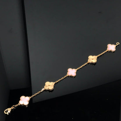 [Perla Lux]CLOVER BRACELET 5 MOTIF PINK AND PINK GOLD