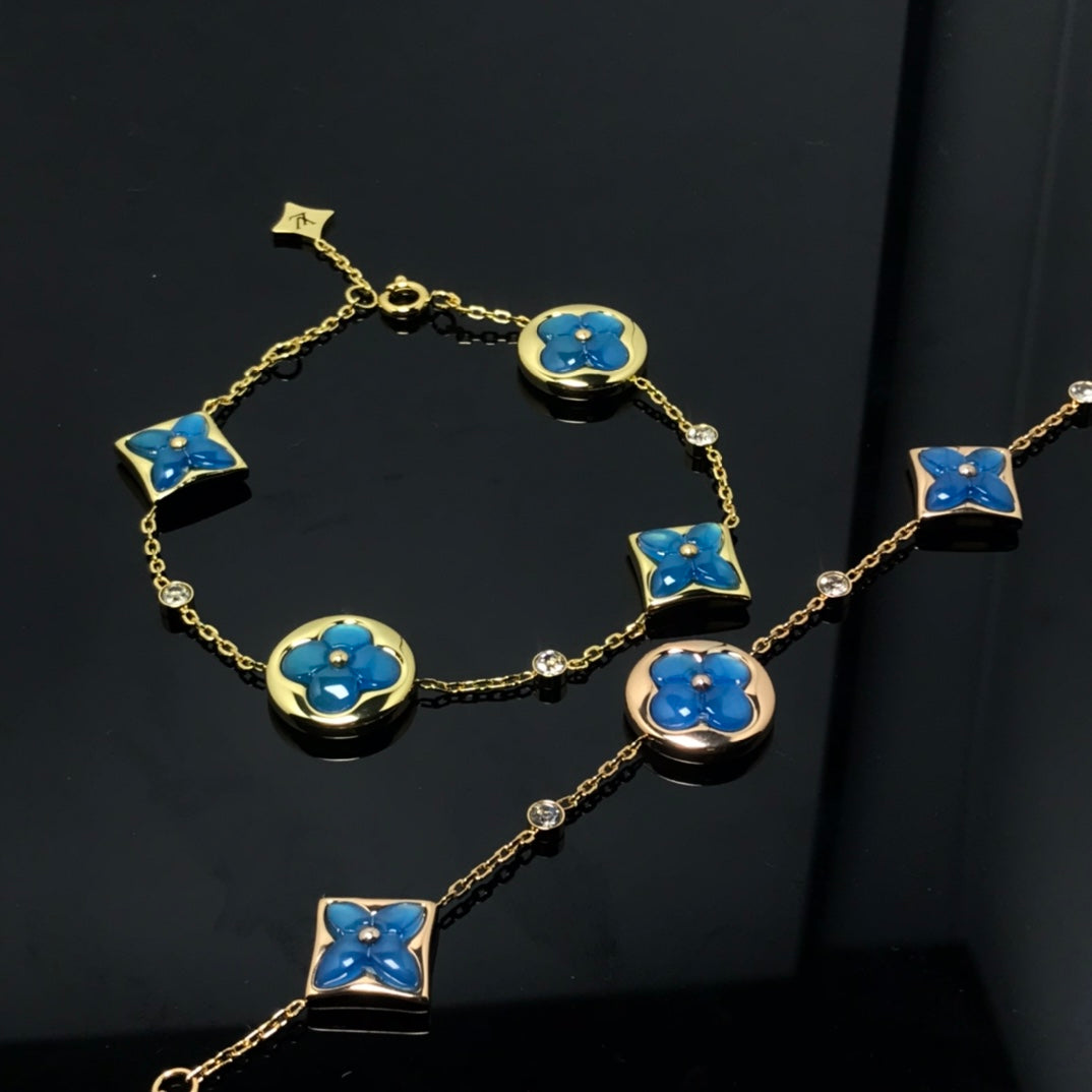 [Perla Lux]STAR AND SUN 4 MOTIF BLUE BRACELET