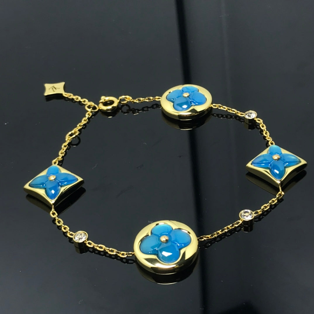 [Perla Lux]STAR AND SUN 4 MOTIF BLUE BRACELET
