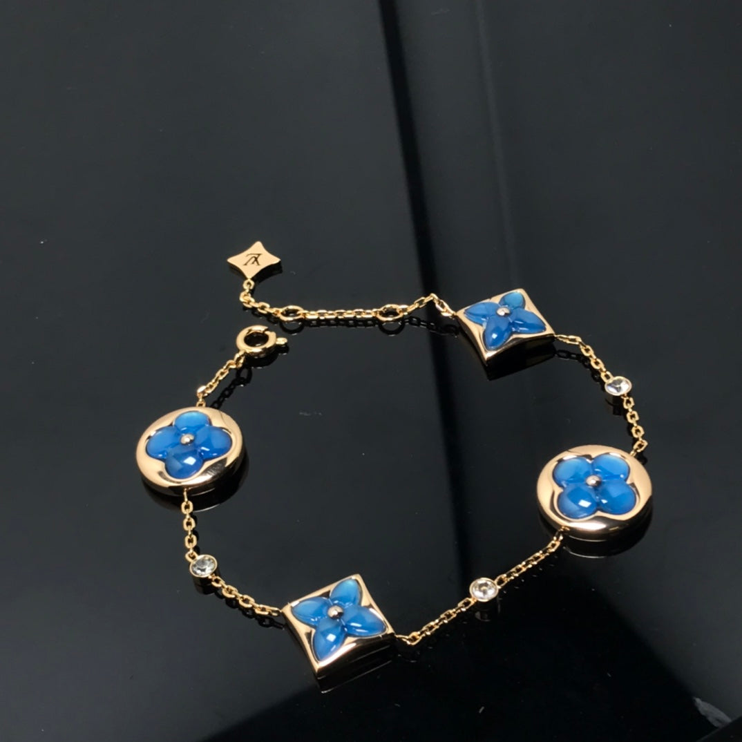 [Perla Lux]STAR AND SUN 4 MOTIF BLUE BRACELET