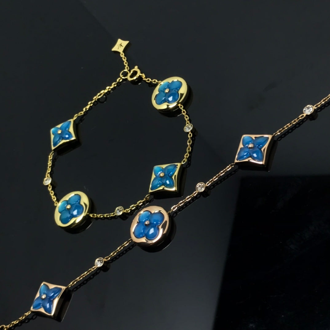 [Perla Lux]STAR AND SUN 4 MOTIF BLUE BRACELET