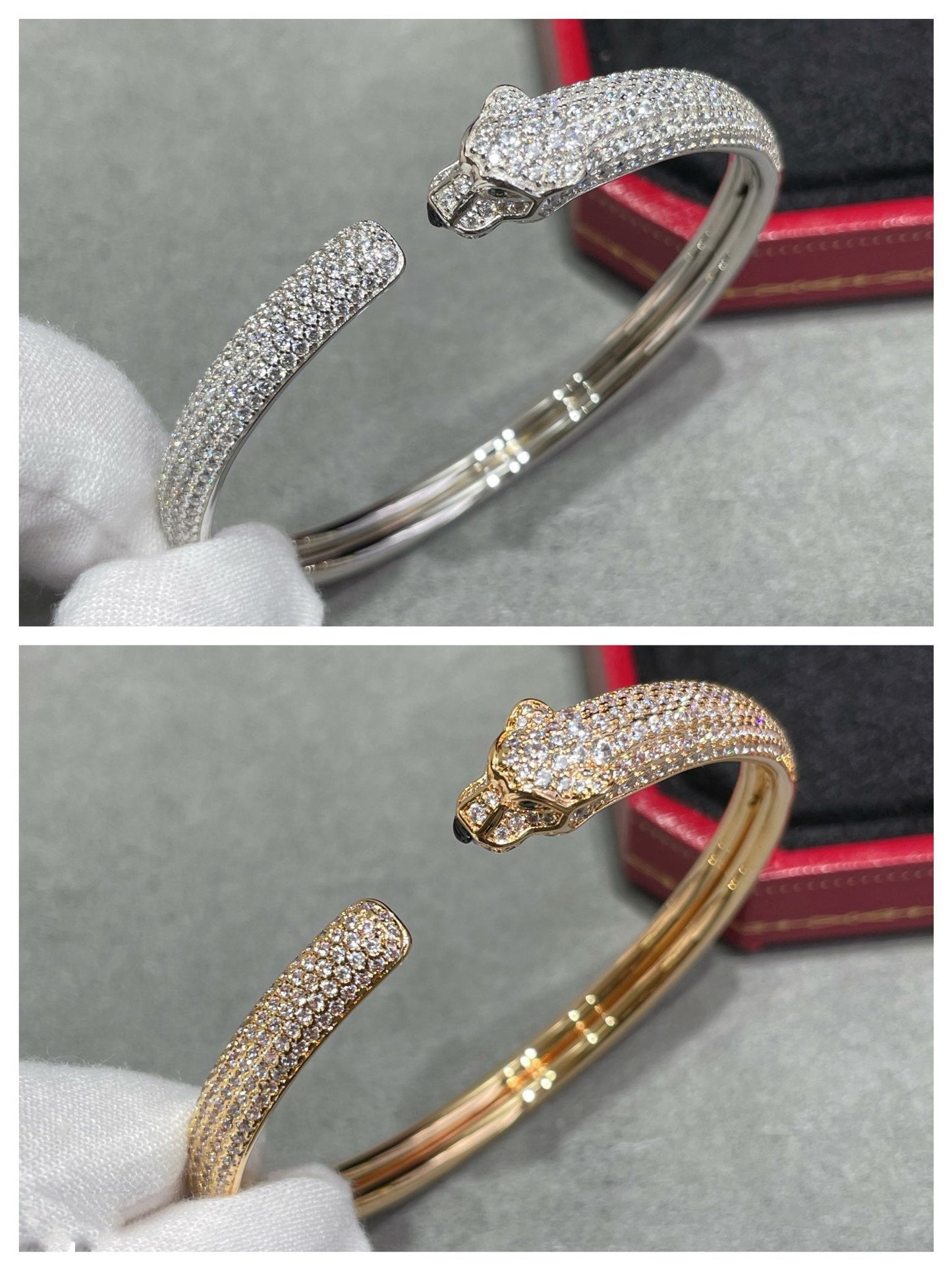 [Perla Lux]PANTHERE FULL DIAMOND OPEN BRACELET