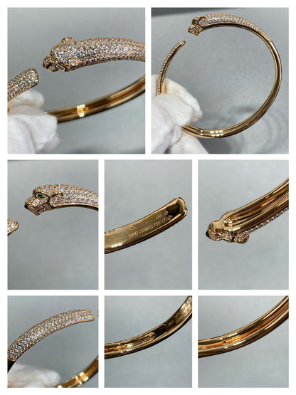 [Perla Lux]PANTHERE FULL DIAMOND OPEN BRACELET
