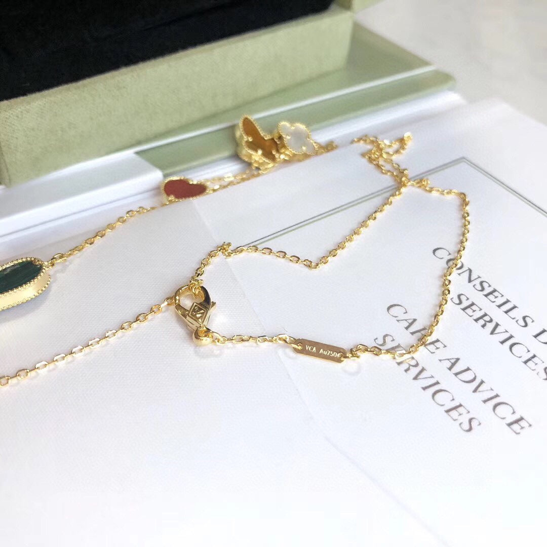 [Perla Lux]LUCKY SPRING 4 MOTIFS ROSE GOLD NECKLACE