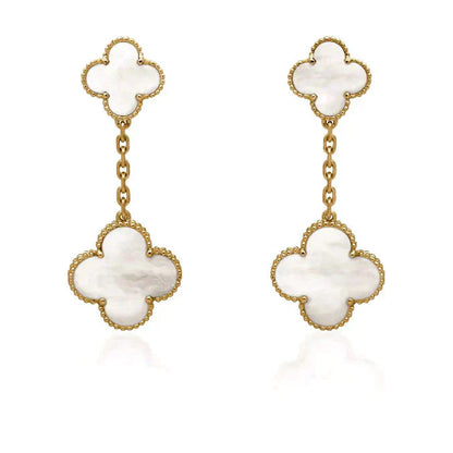 [Perla Lux]CLOVER 2 MOTIF WHITE MOP EARRINGS