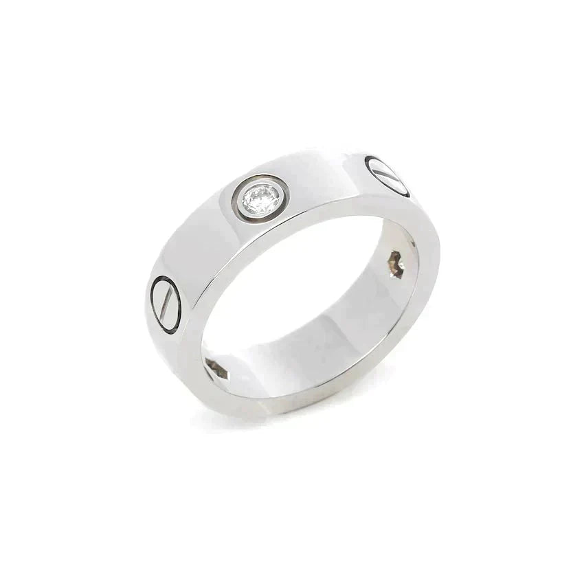 [Perla Lux]LOVE RING 5.5MM 3 DIAMONDS SILVER