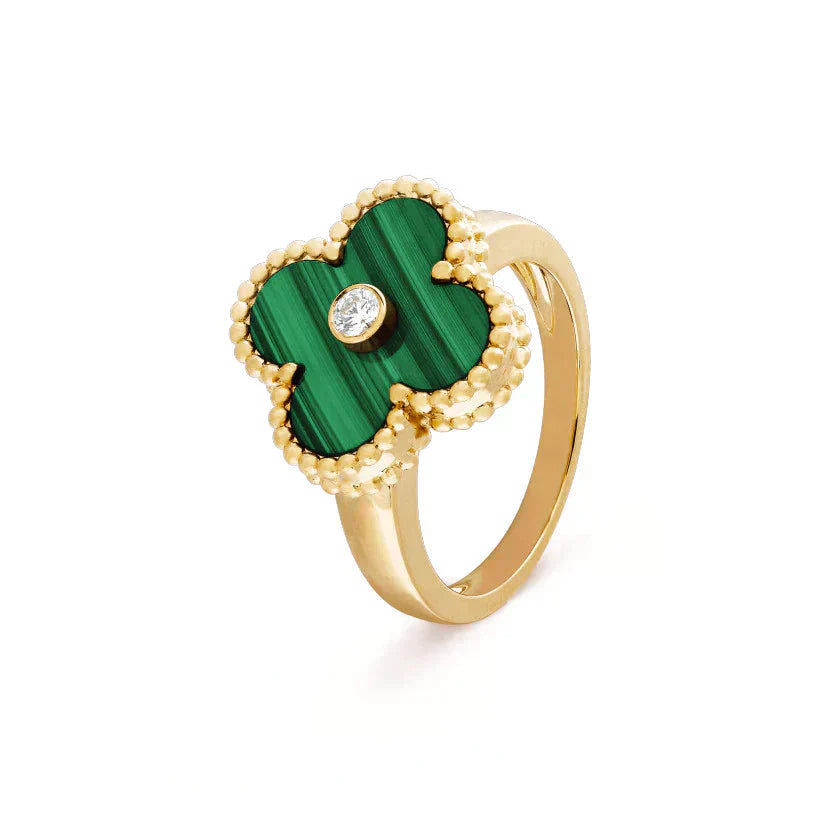 [Perla Lux]CLOVER MALACHITE RING GOLD DIAMOND