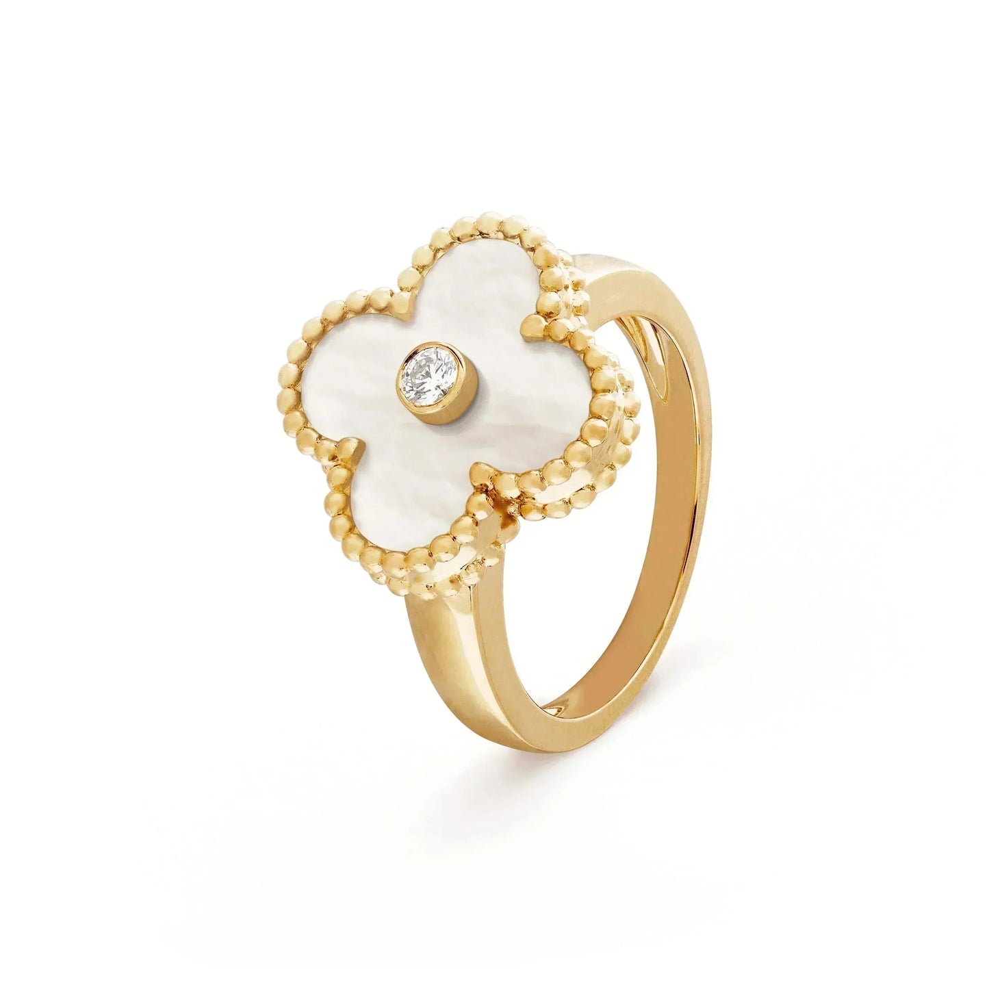 [Perla Lux]CLOVER PINK MOP RING GOLD DIAMOND