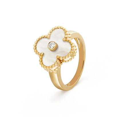[Perla Lux]CLOVER PINK MOP RING GOLD DIAMOND